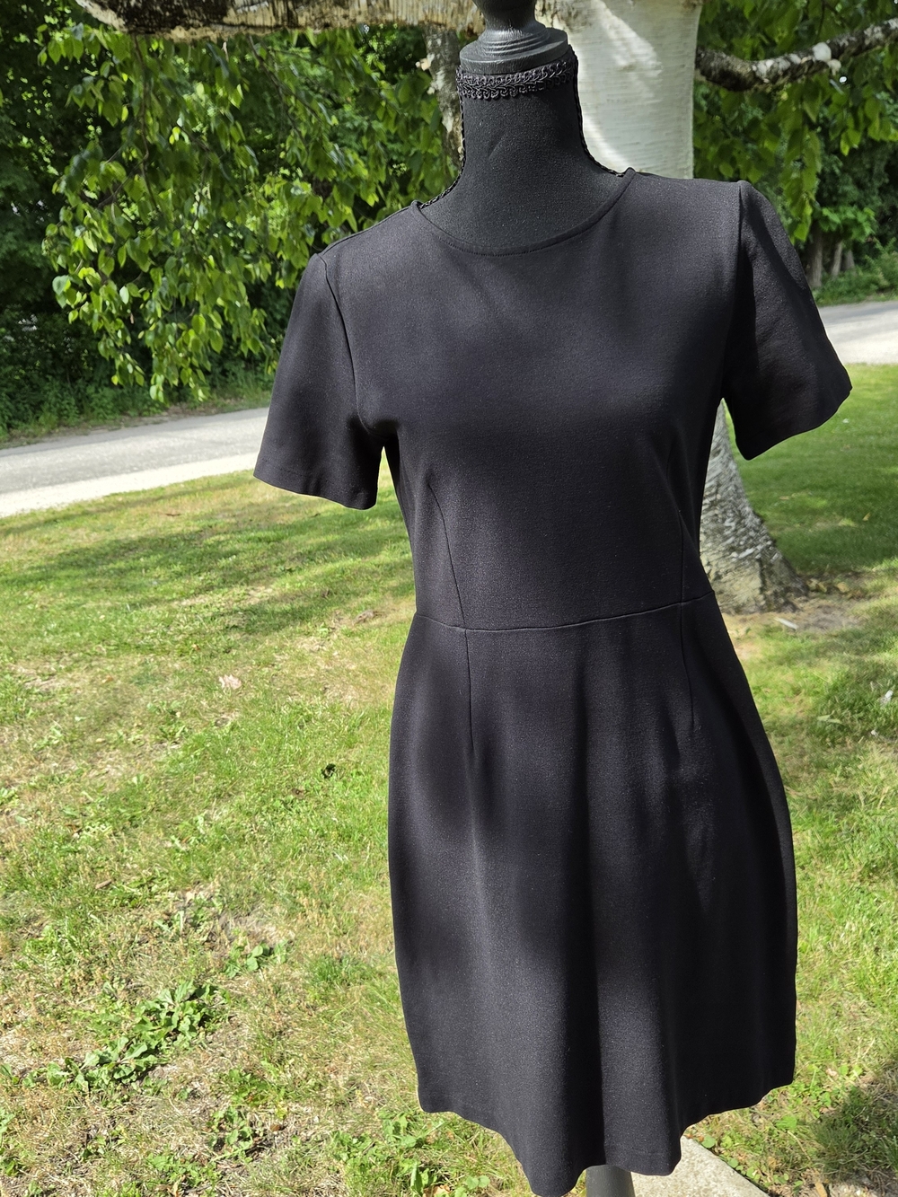 J. Crew Black Short-Sleeve Midi Dress